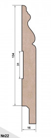 Плинтус AP22 под покраску, 134x16x2400 мм, МДФ