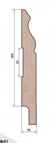 Плинтус AP21 под покраску, 125x16x2400 мм, МДФ