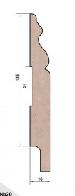 Плинтус AP20 под покраску, 125x16x2400 мм, МДФ