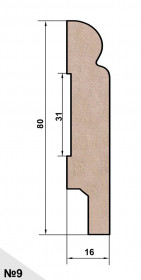 Плинтус AP09 под покраску, 80x16x2400 мм, МДФ
