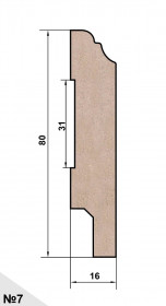 Плинтус AP07 под покраску, 80x16x2400 мм, МДФ