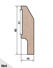 Плинтус AP04 под покраску, 60x16x2400 мм, МДФ