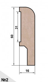 Плинтус AP02 под покраску, 60x16x2400 мм, МДФ